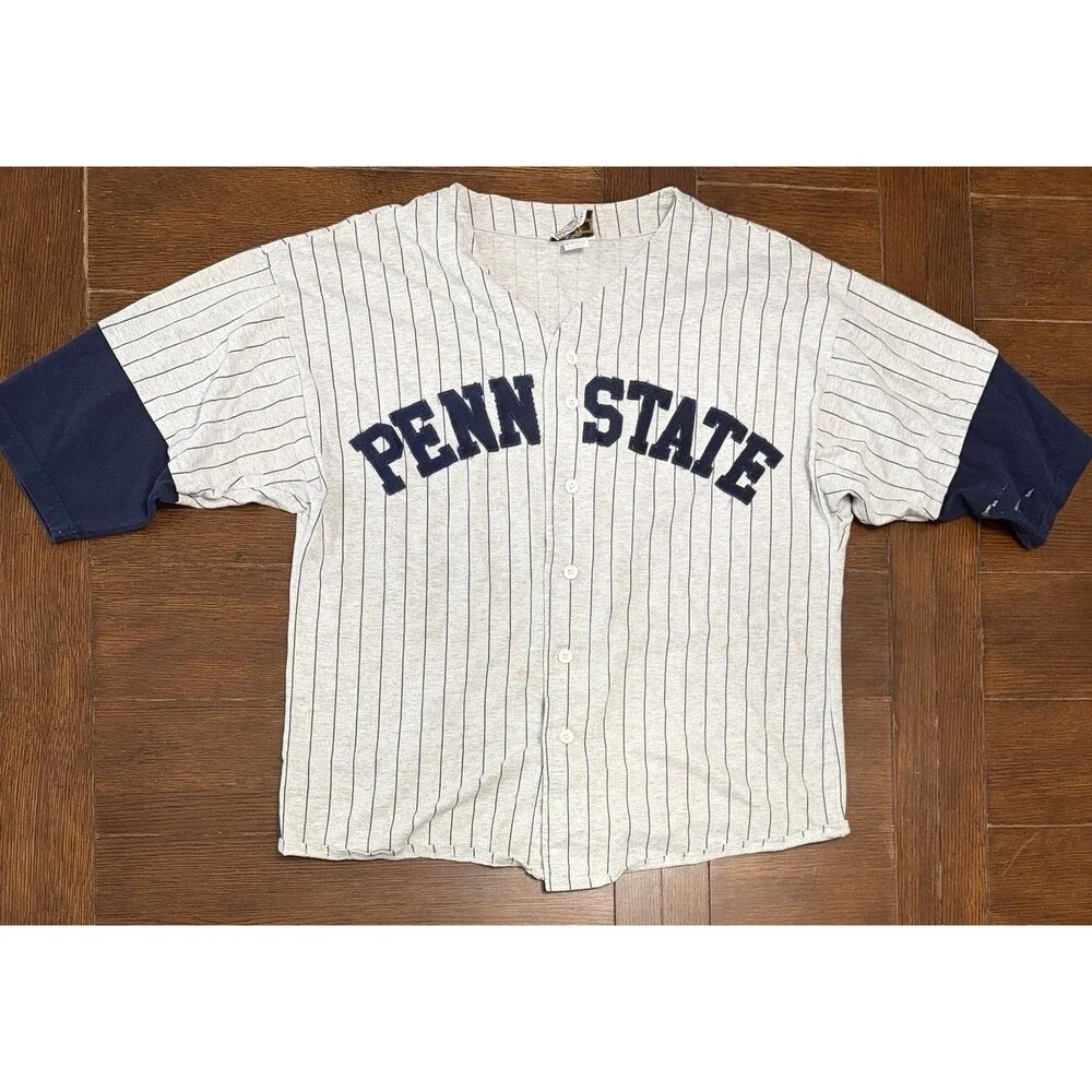 Vintage Penn State Men’s Size XL Made In USA Pinstripe Baseball Jersey
